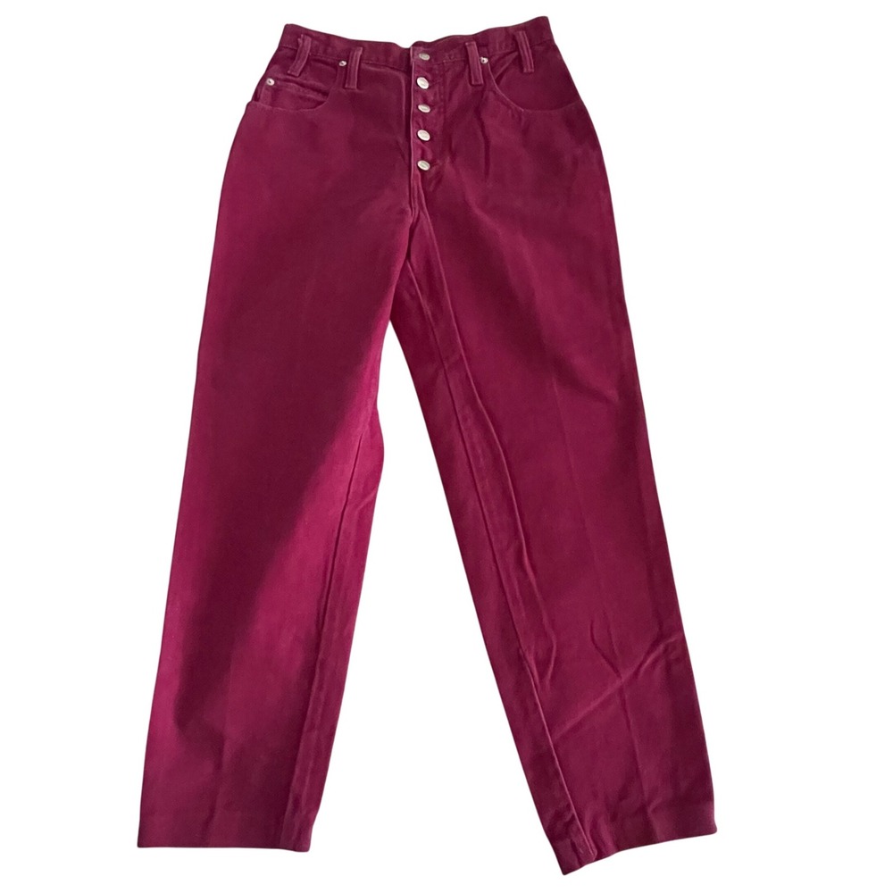 Sasson Corduroy Jeans Button Fly High Rise Winter Berry Red 80s‎ Y2K 27, VTG